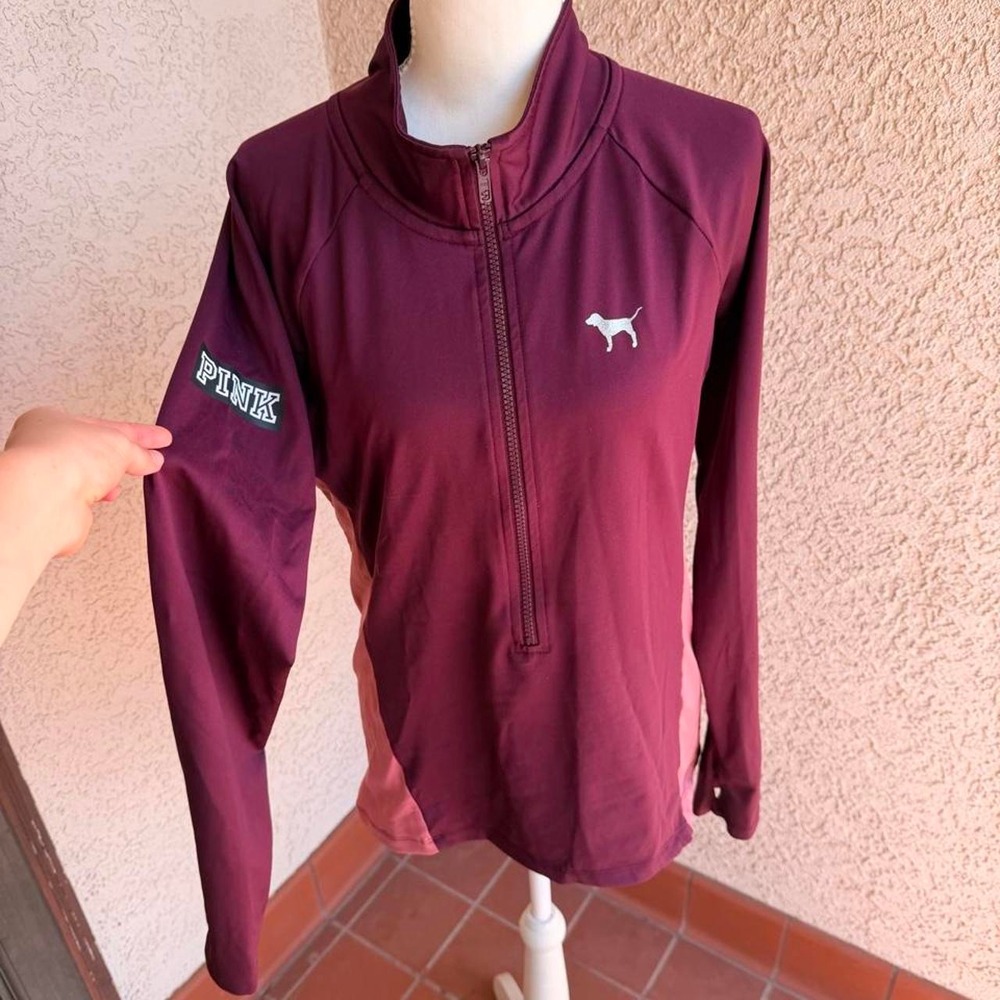 Y2K Victoria's Secret PINK burgundy quarter zip sweatshirt